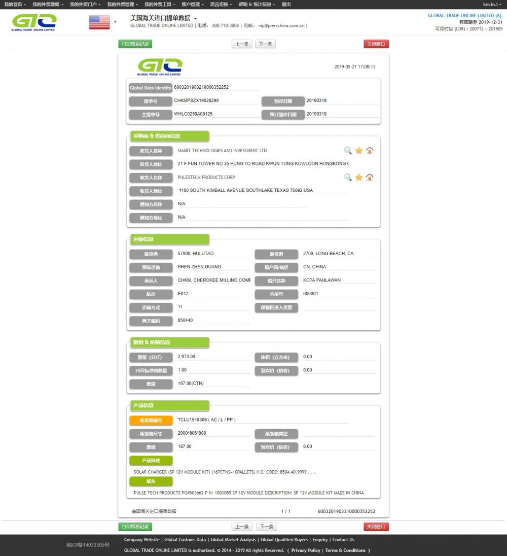 Cargador solar Importar datos de EE. UU.