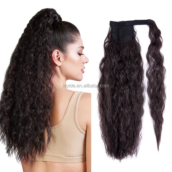 AliLeader Synthetic Hair Clip Ponytail Afro Yaki Curly Hair Pieces Heat Resistant Wrap Around Pony Tail