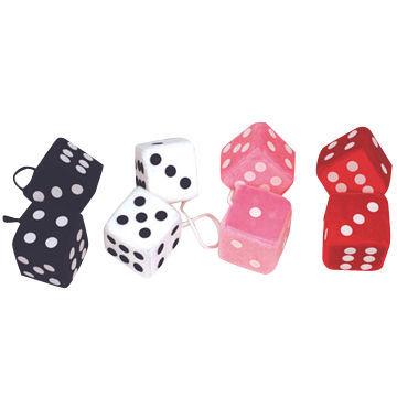 Plush dice car decorations, made of plush and polyester