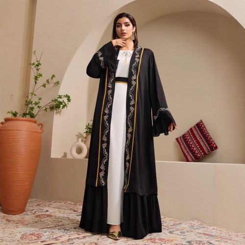 مش دوزی Open Abaya با ویژگی کمربند
