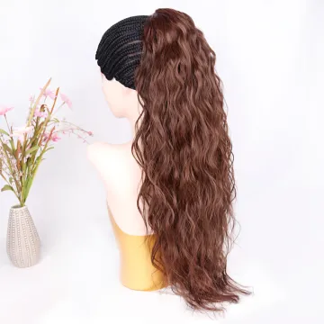 Japanese Fiber For Black Women Kids Ponytail Hair Extension Wrap Around Curly Braided Drawstring Color Ponytail