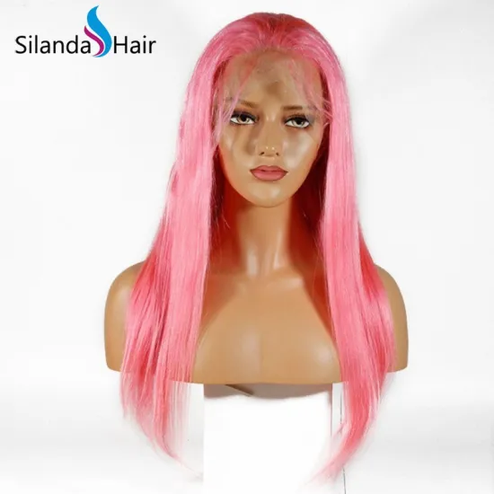 Silanda Hair Pink Silky Straight Brazilian Remy Full Lace Human Hair Wigs