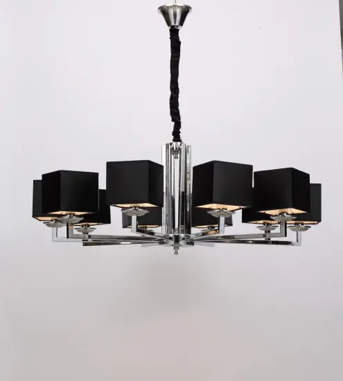 Modern Restaurant White/ Black Lampshade Chandelier