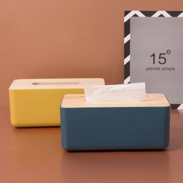 Cubierta de madera para caja de plástico - Soporte de servilletas de colores sólidos para la decoración del hogar