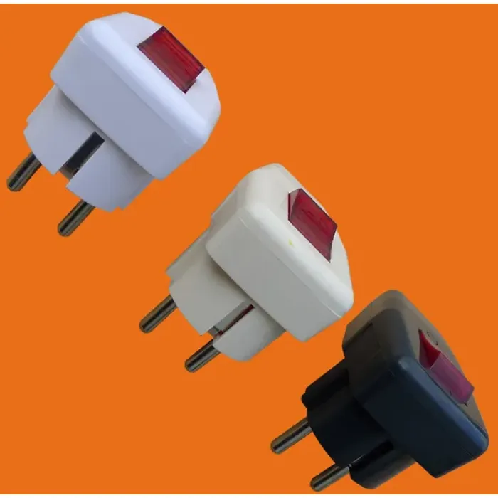 Steker 2 Pin dengan Bumi dan Sakelar (P7055)