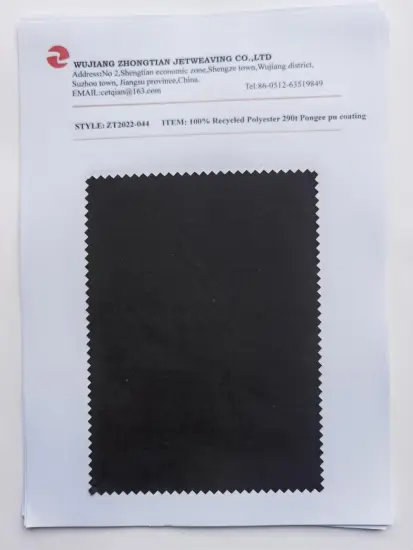 100% Recycled Polyester 290t Pongee pu coating