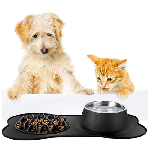 Slow Feeder and Pet Water Bowl Set