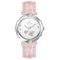 Reloj de joyería de bisel de flores de acero inoxidable