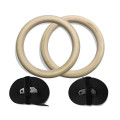 wooden gymnastics gym rings with adjustable straps