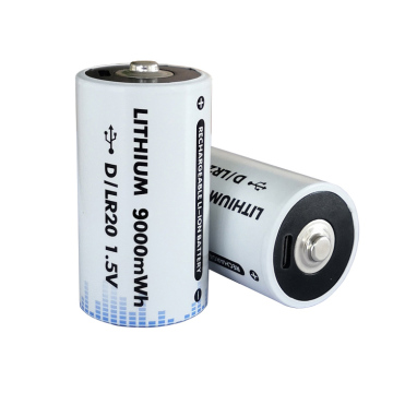 Top Performance Portable Rechargeable Lithium-ion Battery DL-R20 1.5V 9000mWh for Torches with USB Type C