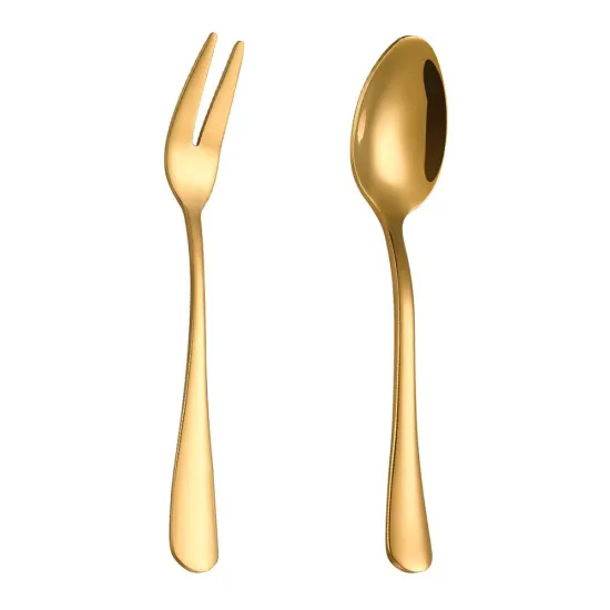 Mini Mood Golden Eggs Tableware Set: 6-Piece Stainless Steel Coffee Spoon, Fruit Fork Set