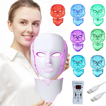 7 Colors Neck Face Skin Care LED Light Therapy Mask for Acne and Wrinkle Removal