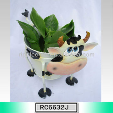 Metal Cow Animal Garden Flower Pot