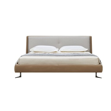 Cama de estofamento rei com moldura de cama de madeira maciça