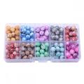 180pcs 8mm glass beads 10 colors mixed