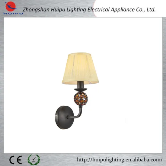 Classic fabric shade black painting bedside wall lamp