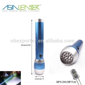 Durable Service Life, 28 LED High Power Aluminium Flashlight with 2*D Battery