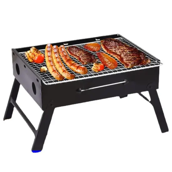 Wholesale Small Black Steel Folding BBQ Grills Convenient Outdoor Charcoal Grills for Home Use