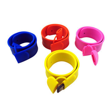 Silicone wrist USB flash drives, come in various capacities