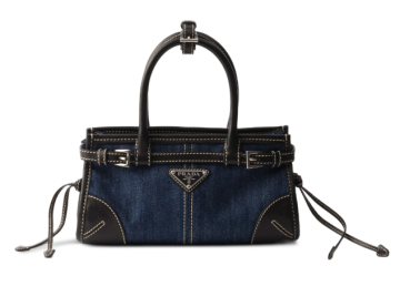 Kleine Patchwork-Tasche aus Denim und Leder
