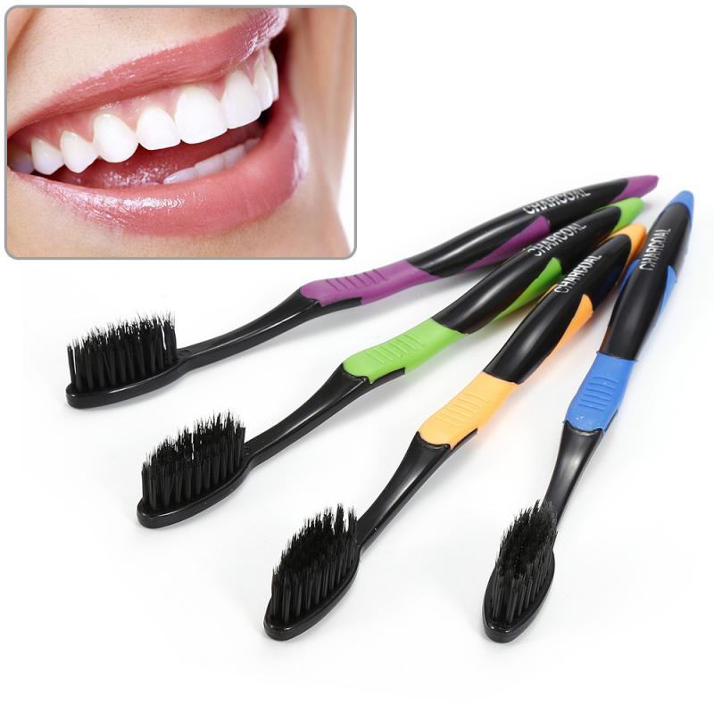 4 Bamboo Charcoal Household Ultra-fine Soft Toothbrushes Oral Tooth Care Toothbrush Blackhead Brush PP Rubber Handle