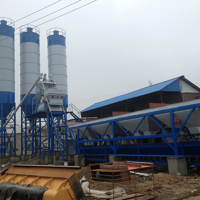 HZS75 stationary concrete batching plant in Ethiopia