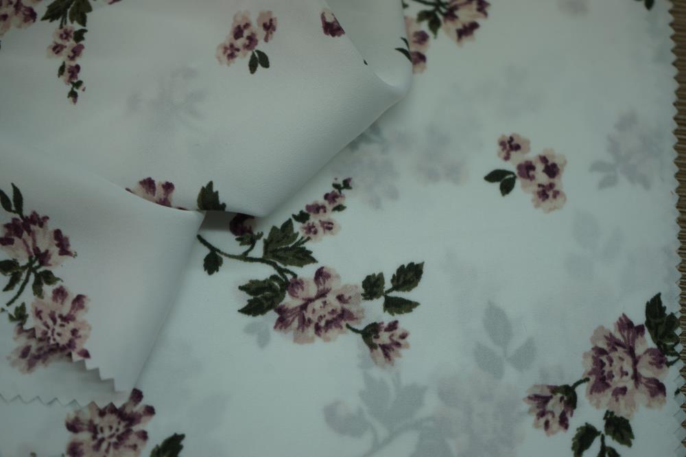 Flower Print on Hammered Satin Fabric
