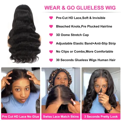 Wear and Go Glueless Wigs Human Hair