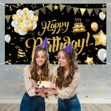 Sunshine Black Gold Birthday Banner e arredamento