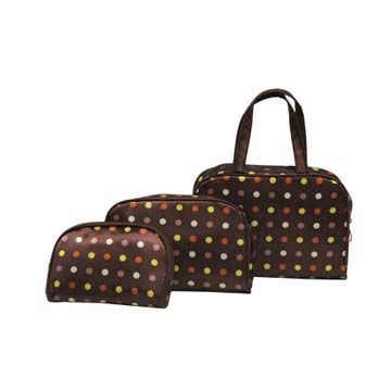 PU Promotional cosmetic bags, dots printing,fabric handle,low price,good quality,used for promotion