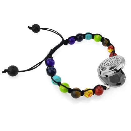 Chakra tree of life locket charm diffuser bracelet