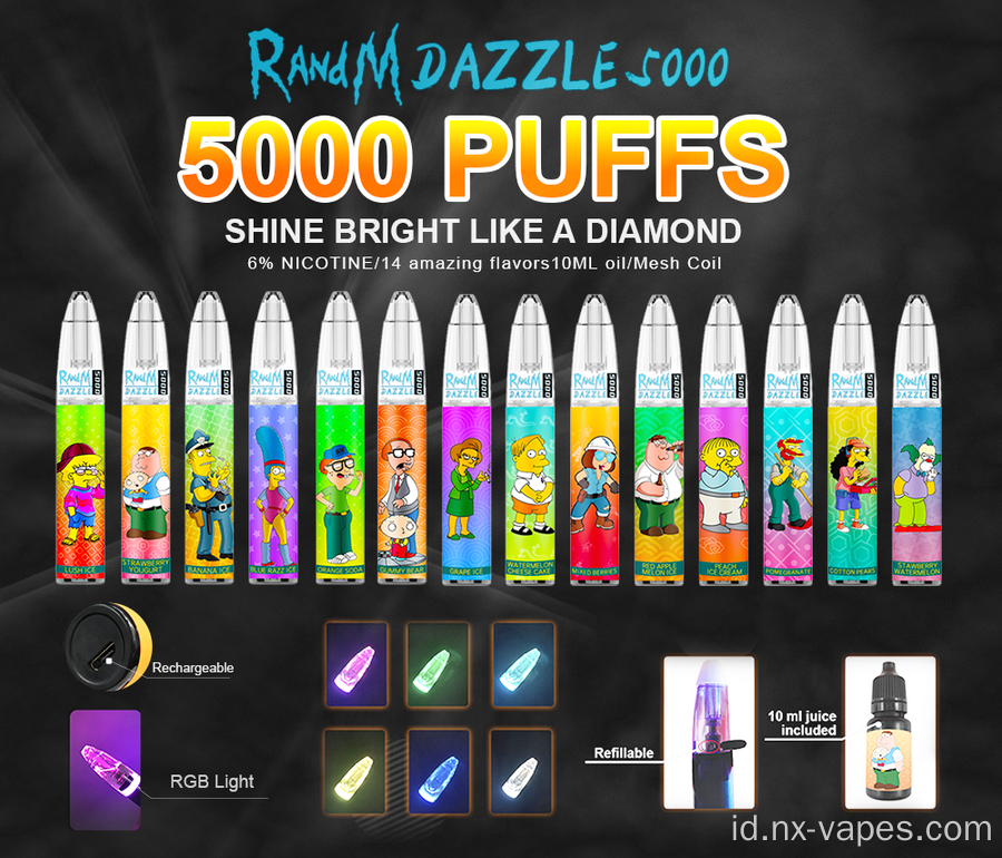 Randm Dazzle 5000 RGB Light Light Glowing Disposable Vape