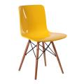 Popular living room plastic dining chair wood base