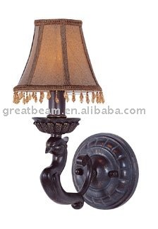 Antique Resin Wall Lamp with Fabric Shade D4147