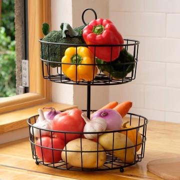 2 Tier Round Fruit Bowl Vegetables Storage Basket