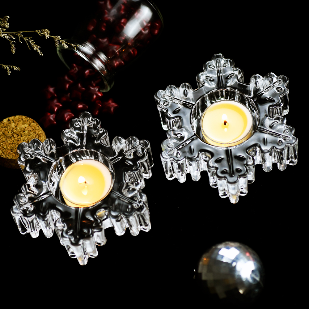 Personalised Unique Snowflake Glass Decorative Candle Holder