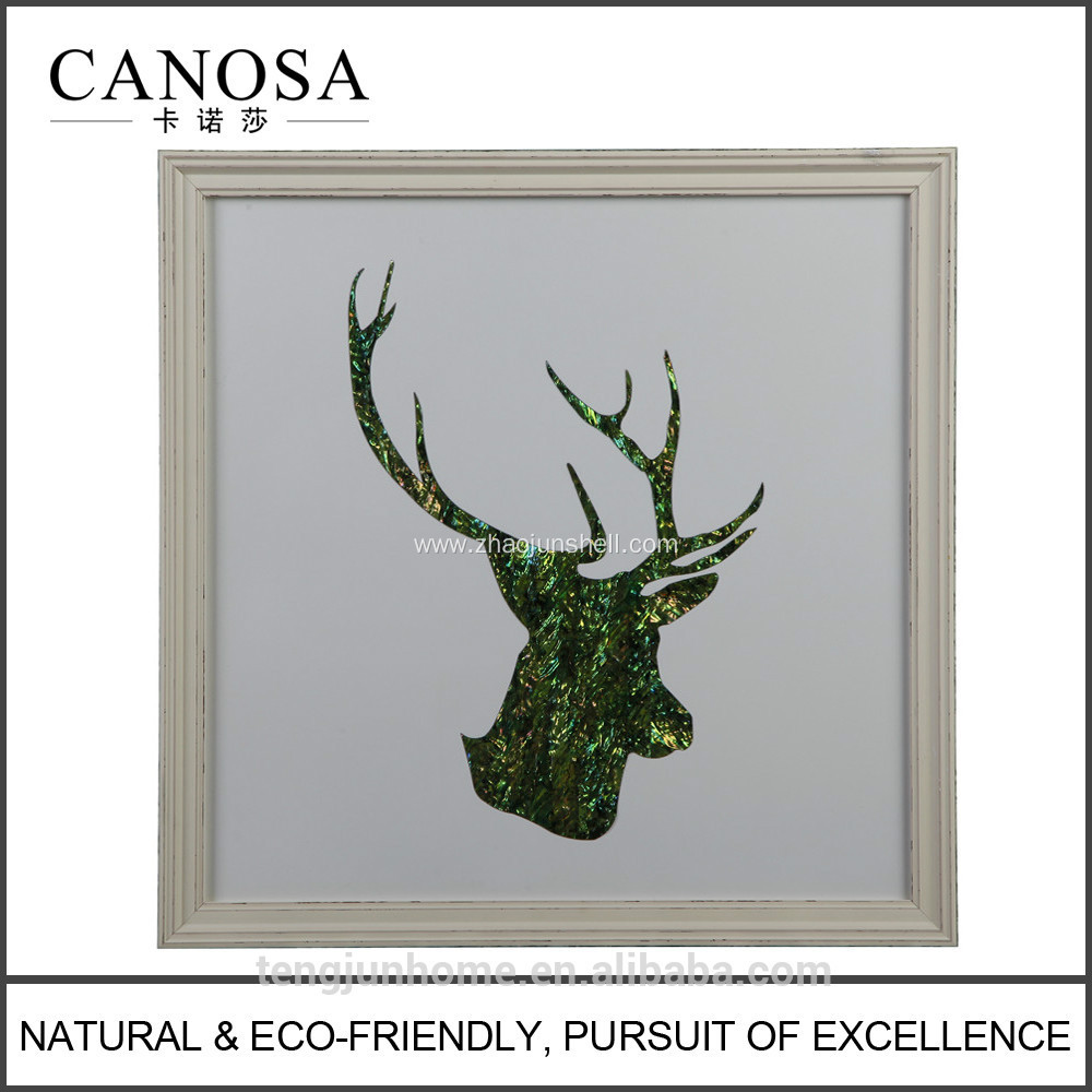 CANOSA green shell deer head Wall Picture with wood frame