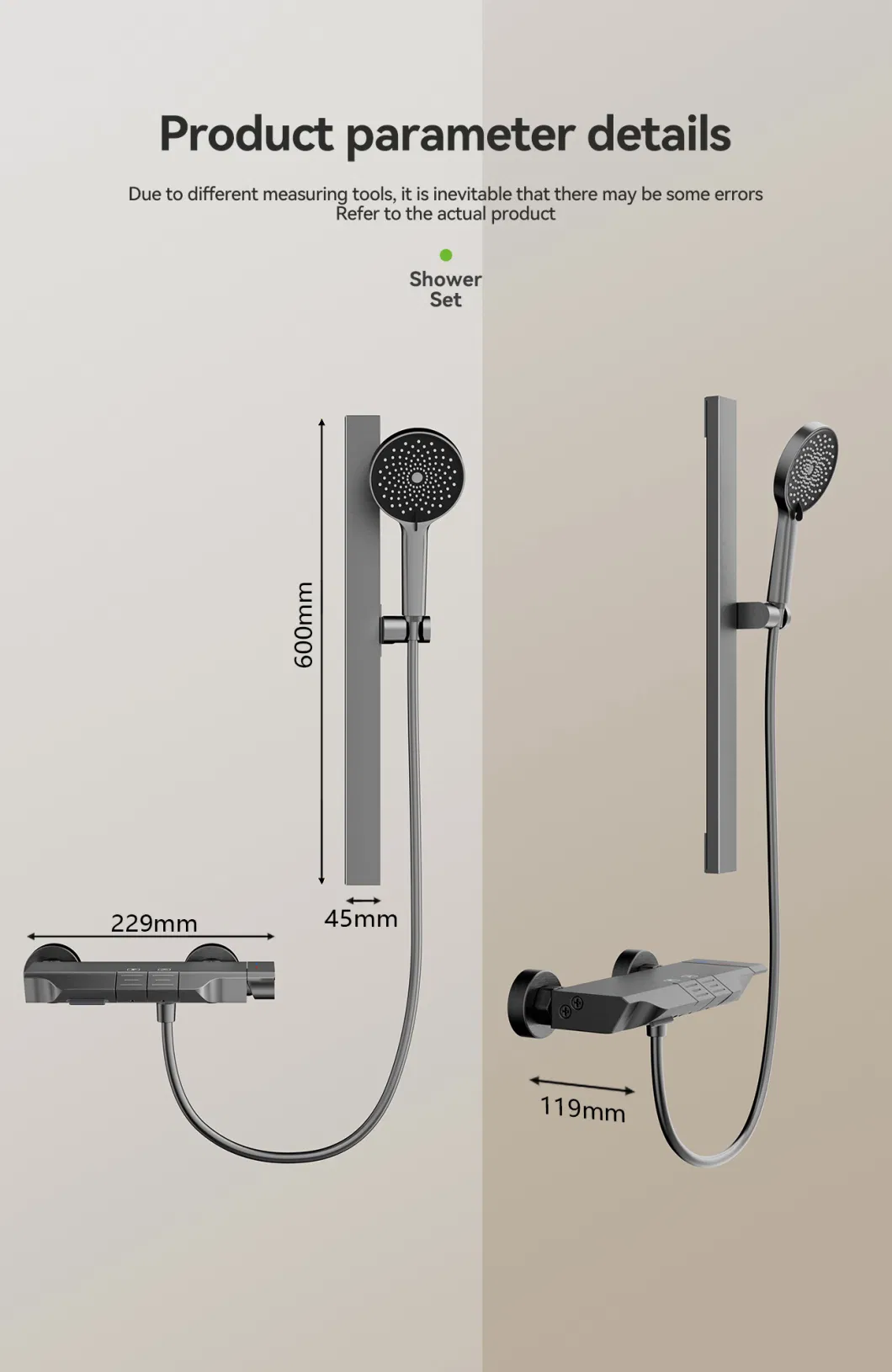 New Rainfall 4 Functions Bathroom Shower Set with Hot and Cold Water