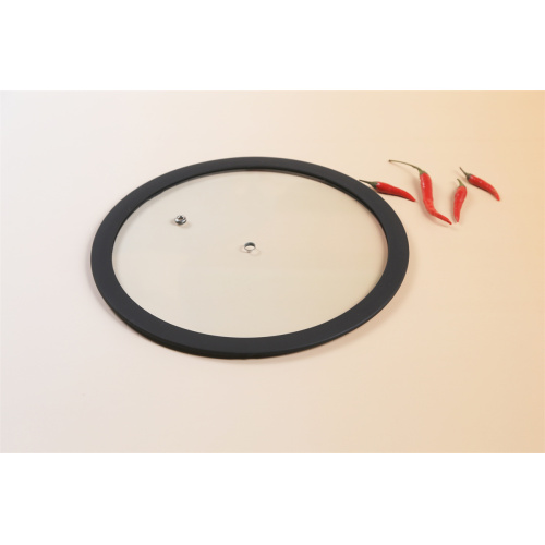 Black flat silicone glass lid for frying pan