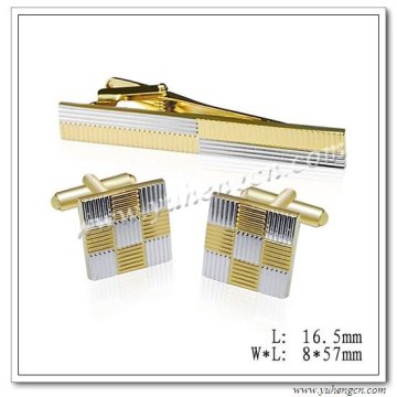 Two-tone Plating Cufflink with Tie Bar