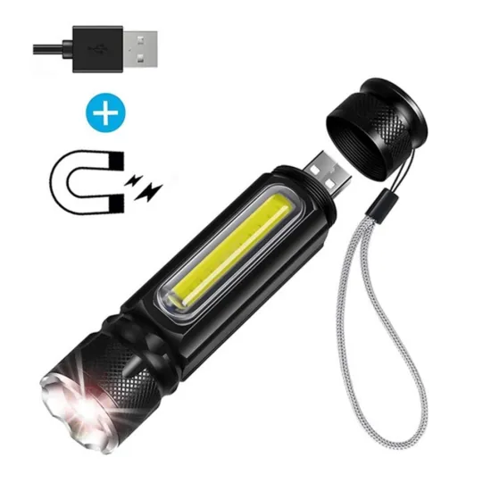 High Power Rechargeable Tactical Flashlight with 5 Modes, Zoomable LED Torch for Outdoor Emergency Safety