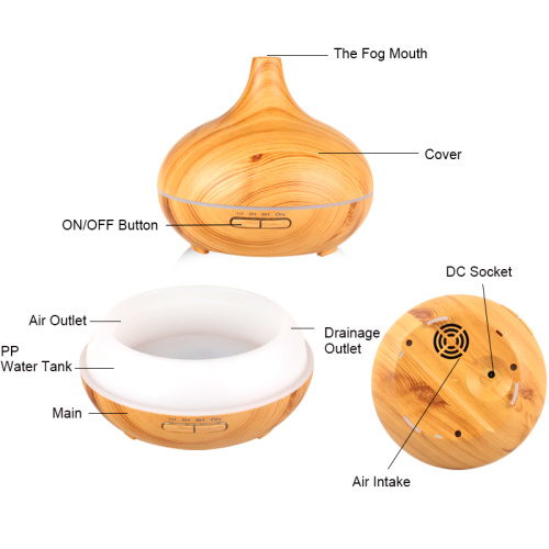 Wood Grain Ultrasonic Aroma Humidifier Air Mist Aromatherapy