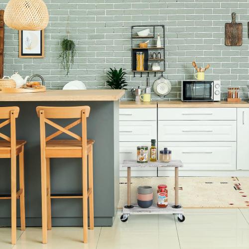 Wooden Sofa Side Table with Wheel