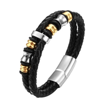2022 Fashion Gold Plated Genuine Leather Bracelet for Men