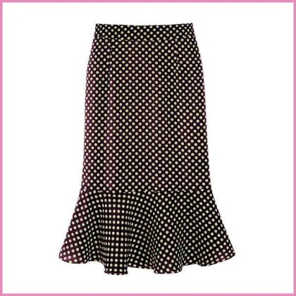 vintage straight top bottom waved chiffon skirt