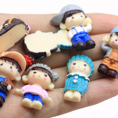 Assorted of Kawaii Cartoon Boy Girl Resin Cabchon Flat Back Figure Ornament For Key Chain Making Children Girls Jewelry Accessor