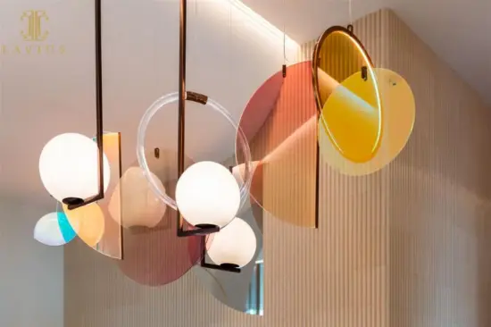 Unique modern stained glass ball chandelier