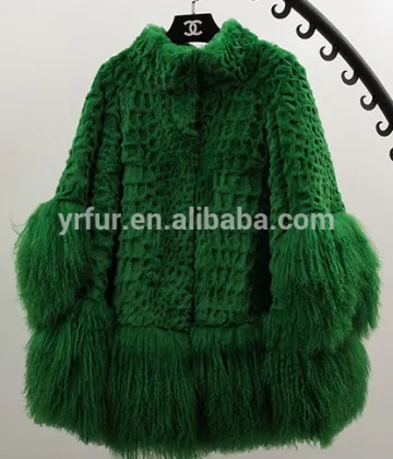 YR117 Korean Style Real Rabbit and Mongolia A Shape Sheared Fur Jacket