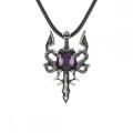 Retro Double Dragon Sword Style Pendant Necklace