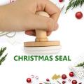 Sello de madera de la galleta del silicón de la manija de la Navidad 3d